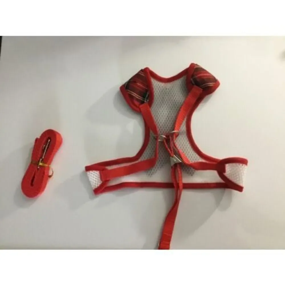 Small Dog Cat vest Breathable Mesh‎ Harness Collar soft chest strap L Leash set
